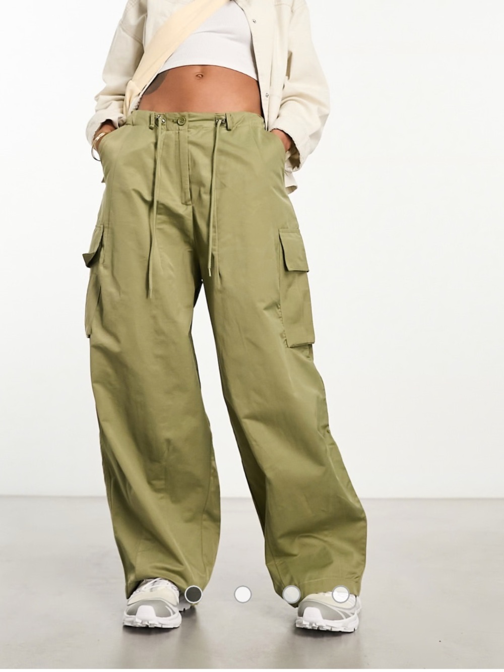 ASOS Cargo Barrel Pants in Olive Green - Picture 4 of 11